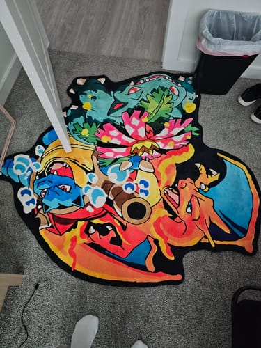 Customer photo review of Pokémon Rugs – Bulbasaur, Charizard & Squirtle