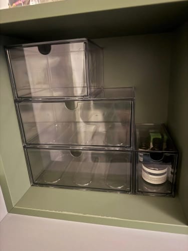 Customer photo review of Acrylic Makeup Organizer – Dust-Proof Desktop Storage Box