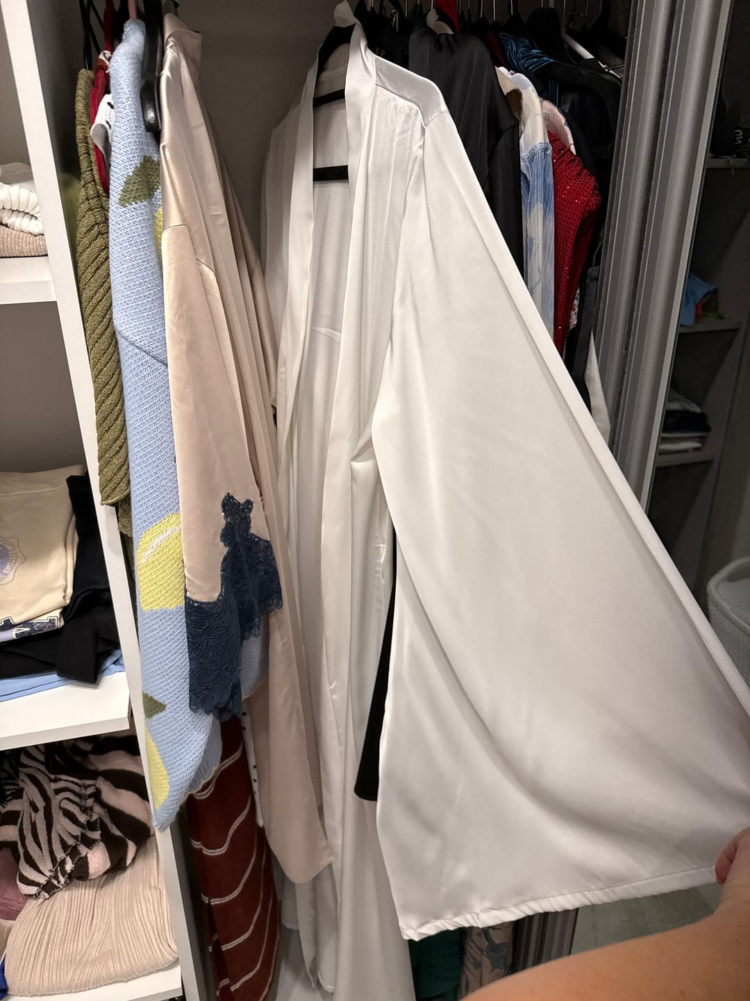 Customer photo review of Satin Wrap Kimono Robe With Sash