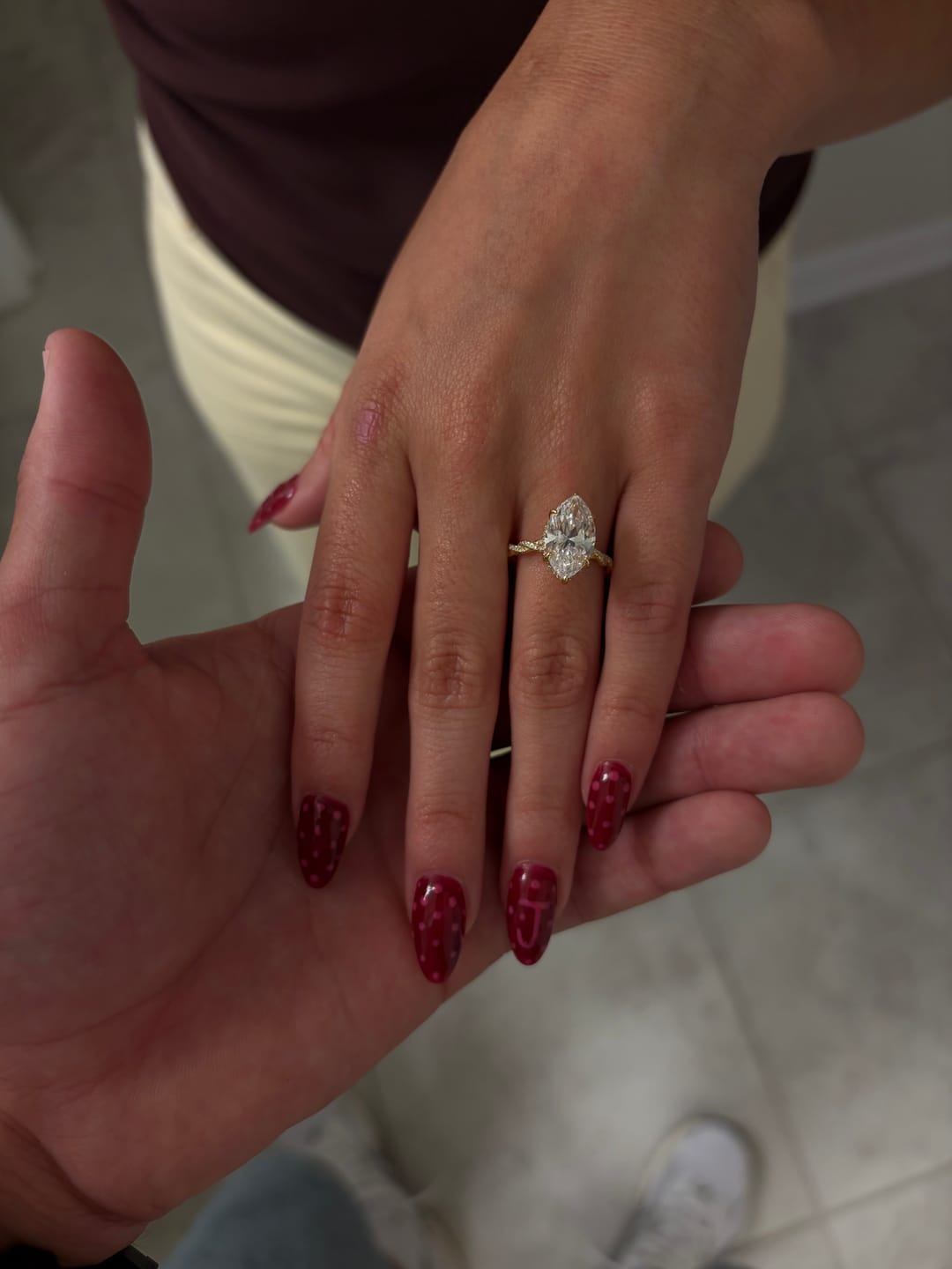 Customer photo review of 4.0Ct Marquise Cut Twist Hidden Halo Engagement Ring Travel Ring In Sterling Silver