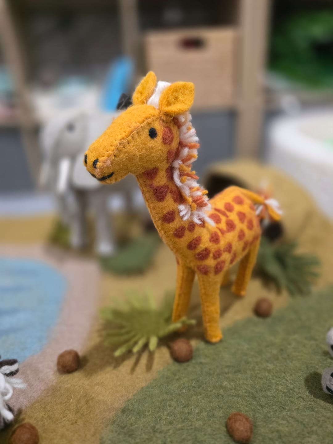 Customer photo review of Felt Giraffe Soft Toy for Safari Play