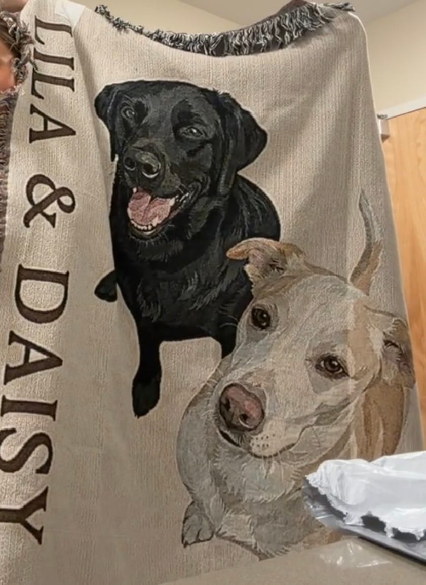 Customer photo review of Custom Heirloom Pet Throw Blanket