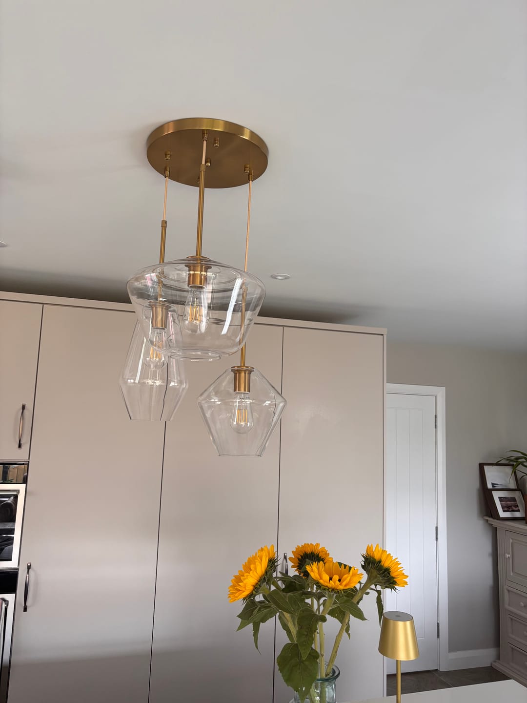 Customer photo review of Modern Brass Geometric Glass Pendant Light