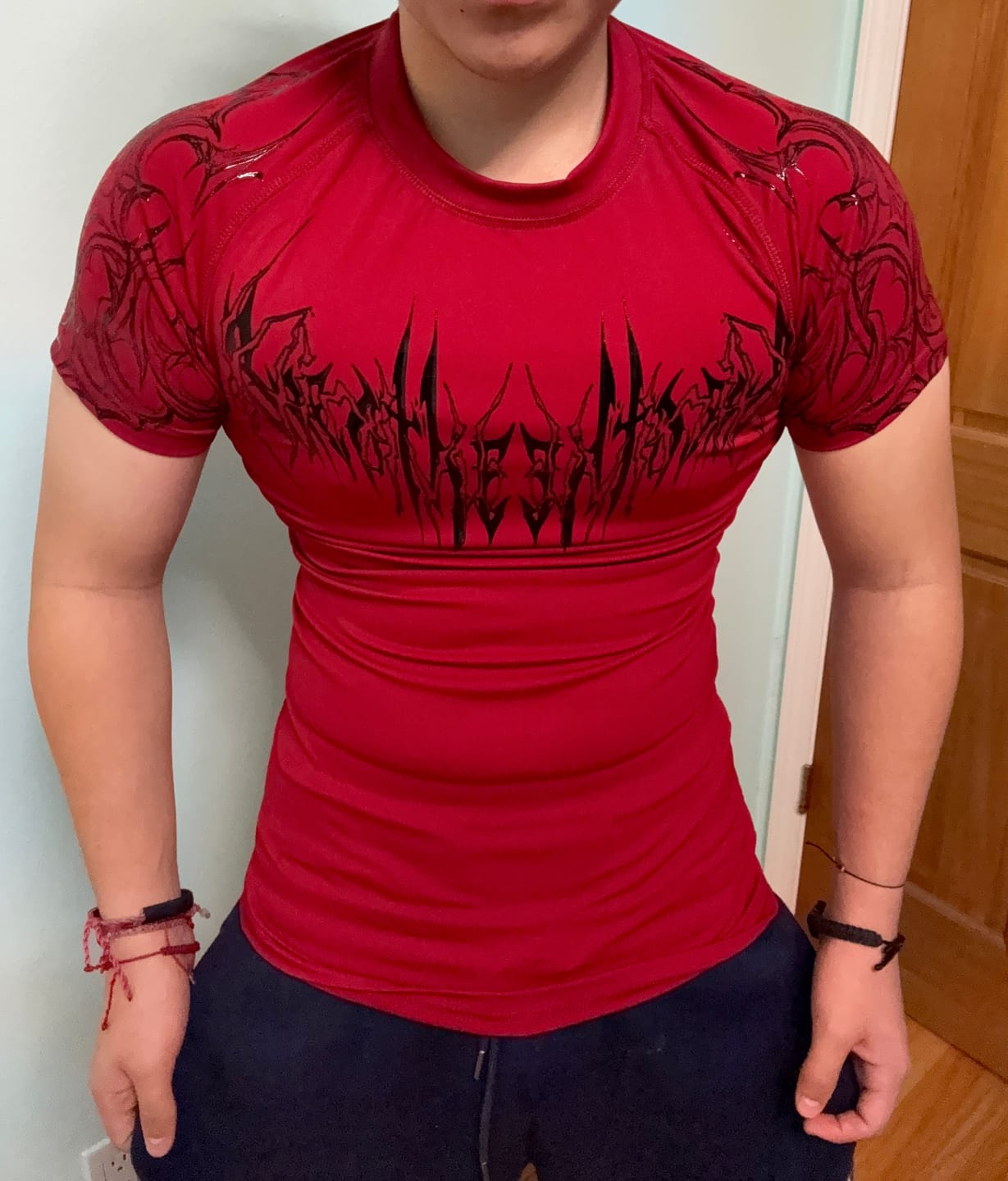 Customer photo review of Void Tech™ Venom Texture shortsleeve Compression [CRIMSON]