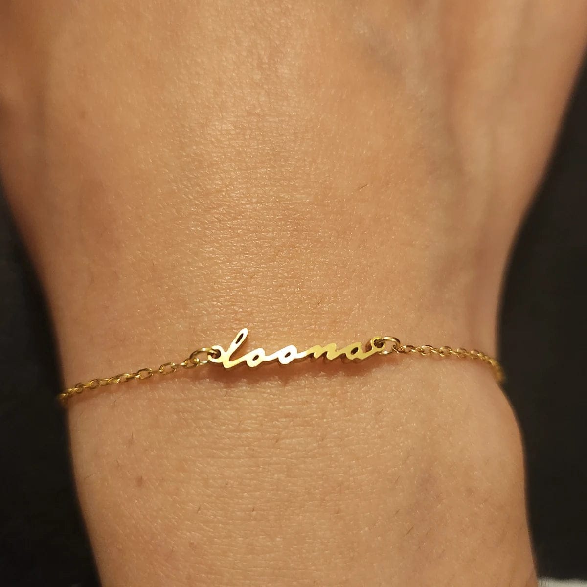 Customer photo review of Custom Tiny Script Name Bracelet