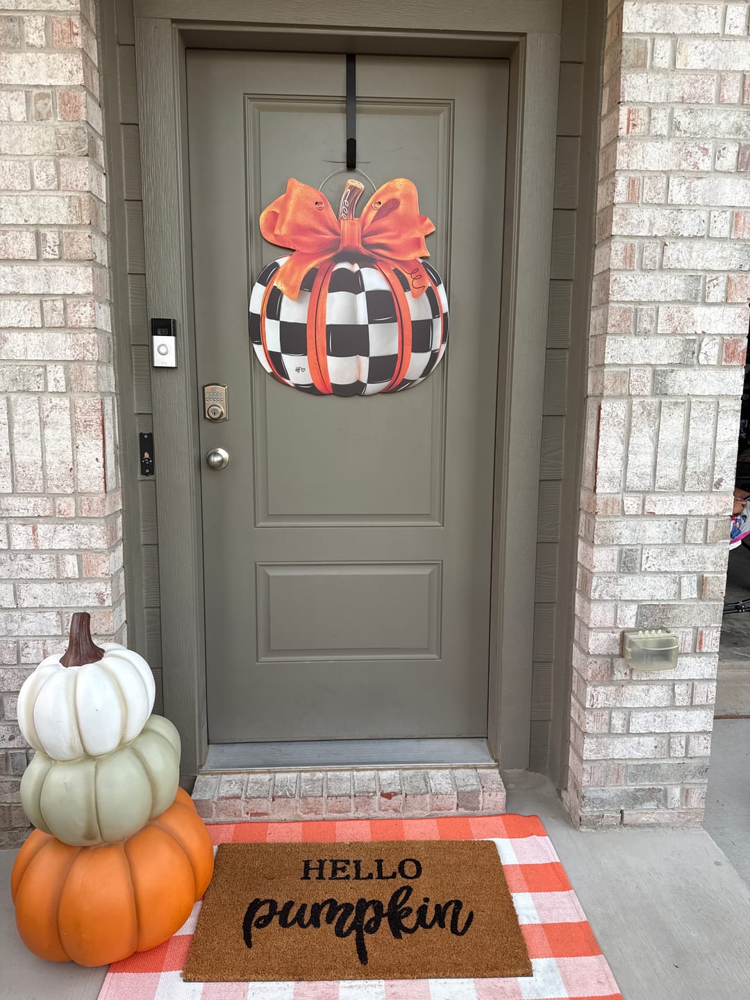 Customer photo review of Elegant Checkered Pumpkin Door Hanger