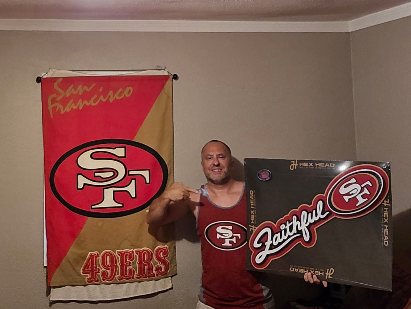 Customer photo review of San Francisco 49ers - Hex Head EXCLUSIVE "Faithful" Wordmark 3D Metal Wall Art
