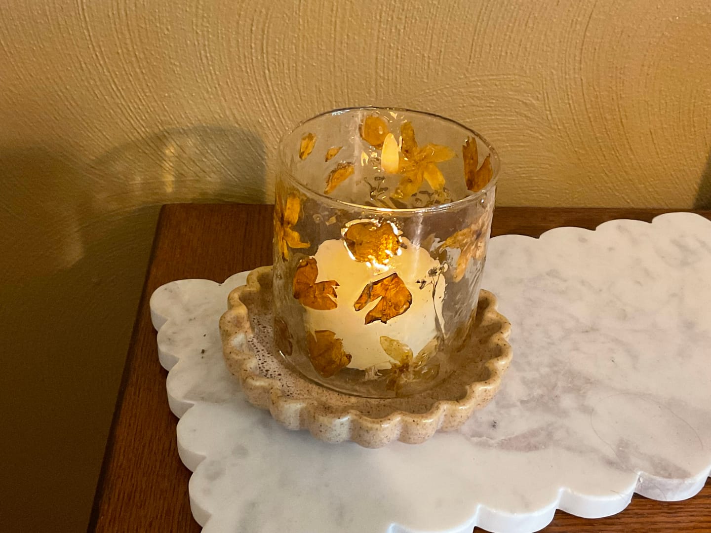 Customer photo review of Pressed Dried Flower Glass Candle Holder