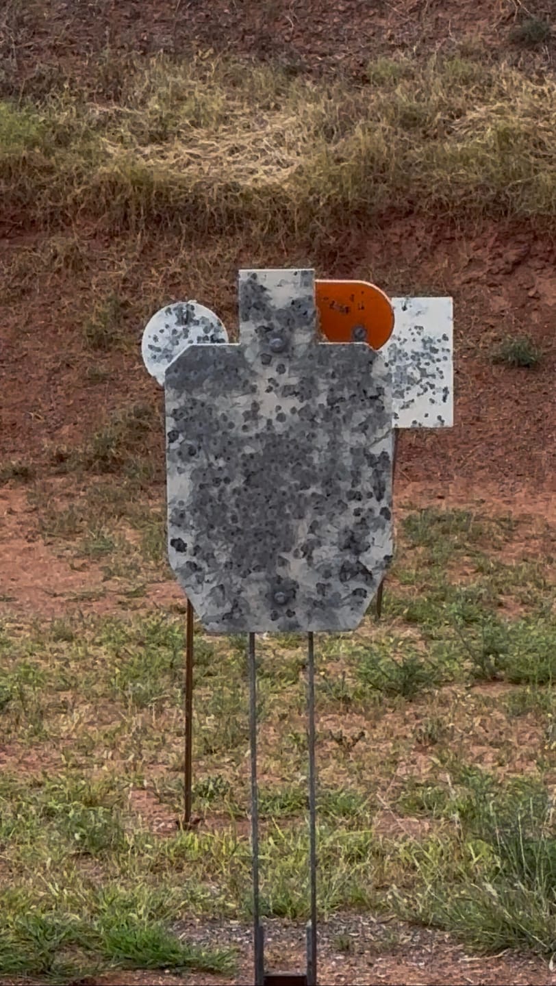 Customer photo review of 6" x 3/8" AR500 Steel Target Dueling Tree Stand