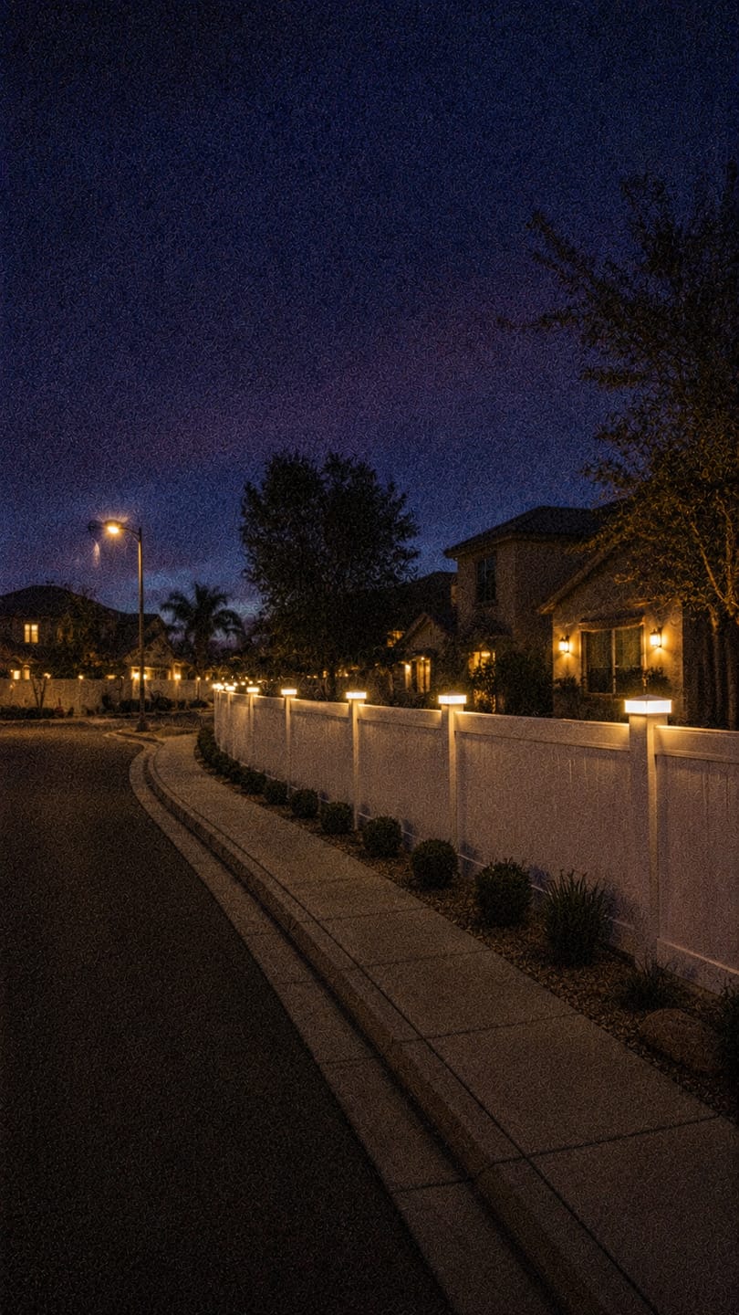 Customer photo review of EverGlow® Premium Solar Vinyl Fence Post Light