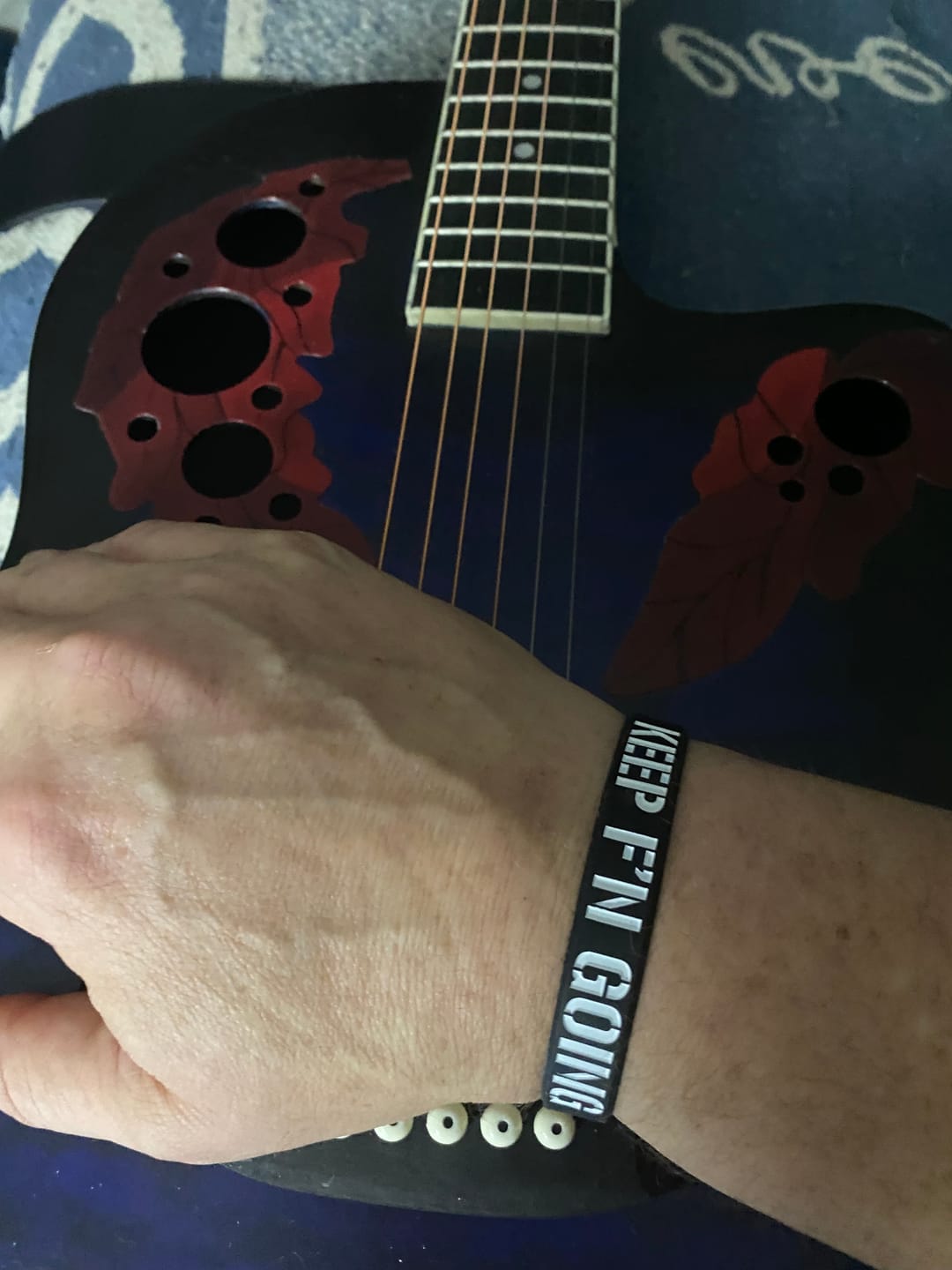 Customer photo review of Keep F'N Going - Silicone Bracelet