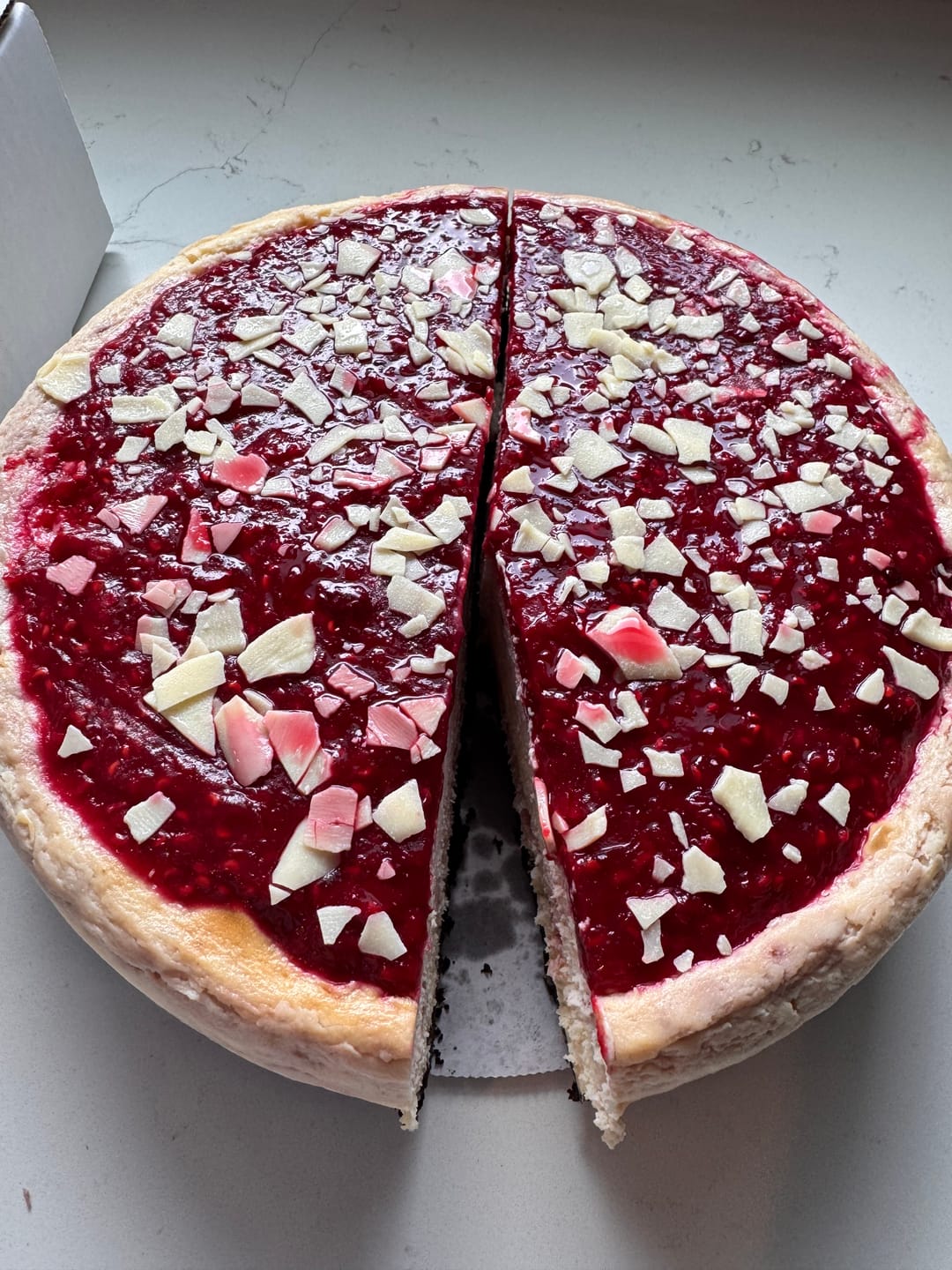 Customer photo review of White Chocolate Raspberry Cheesecake