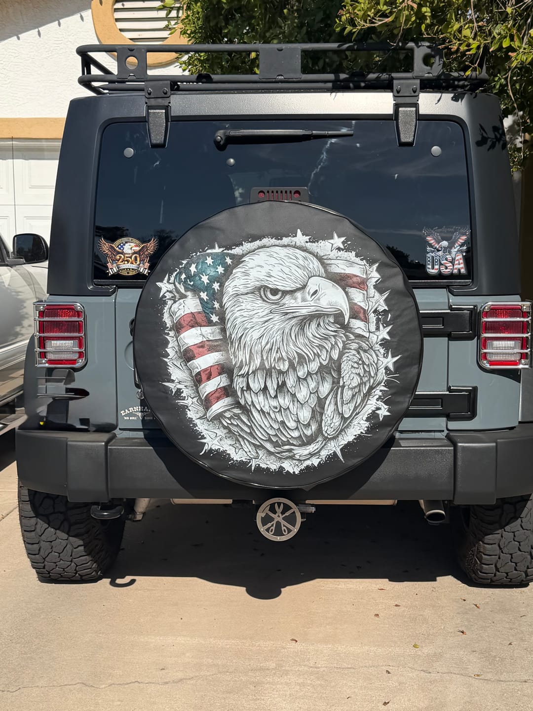 Customer photo review of Jeep Patriotic Eagle Tire Cover