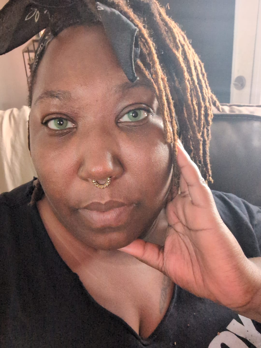 Customer photo review of Pixie Green Colored Contact Lenses