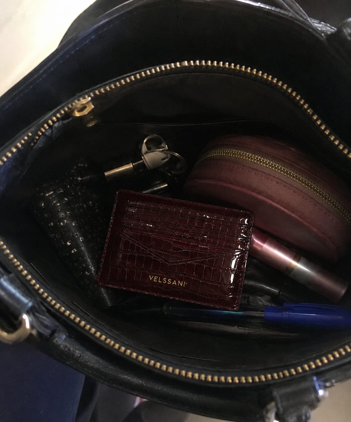 Customer photo review of Burgundy Portofino Card Holder