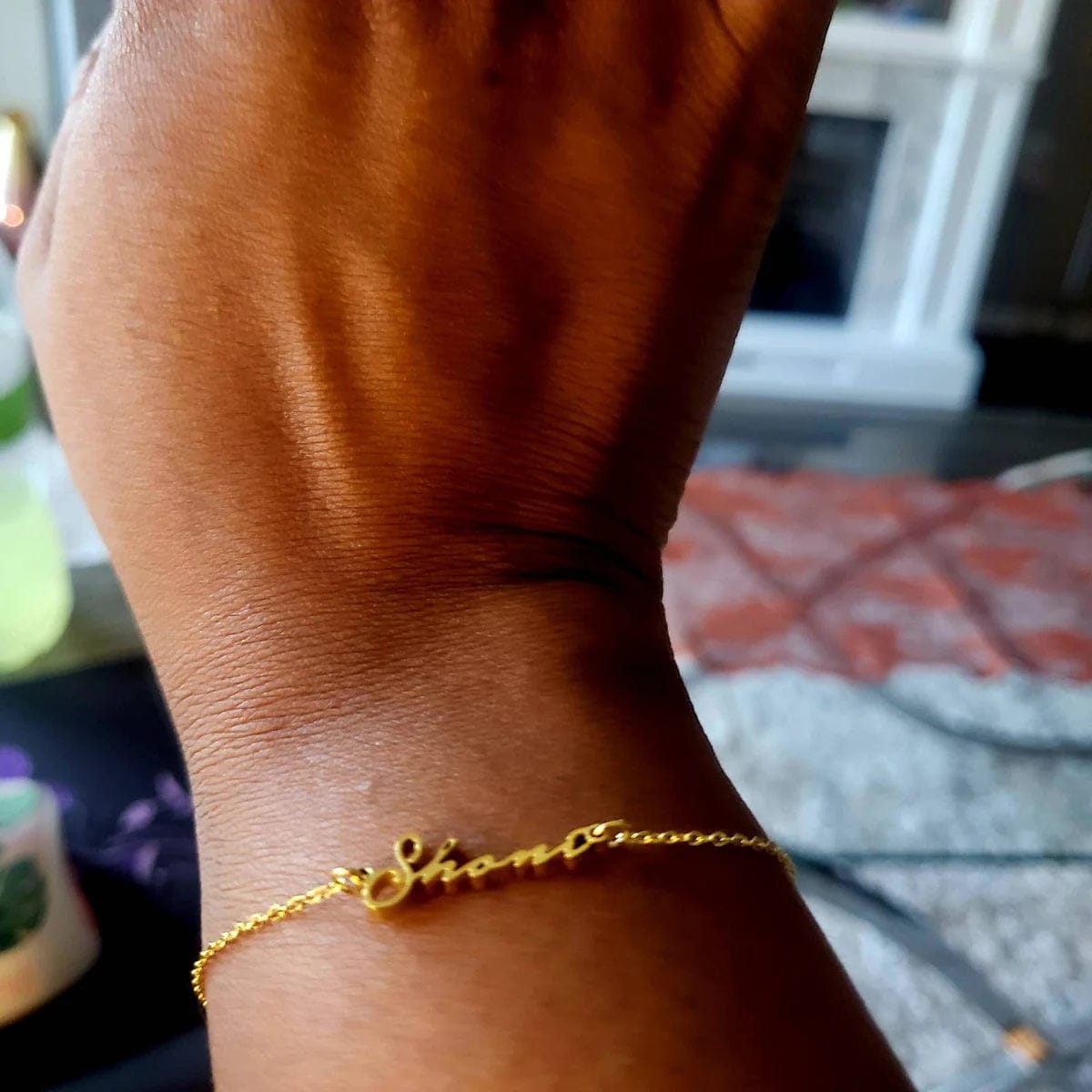 Customer photo review of Custom Tiny Script Name Bracelet