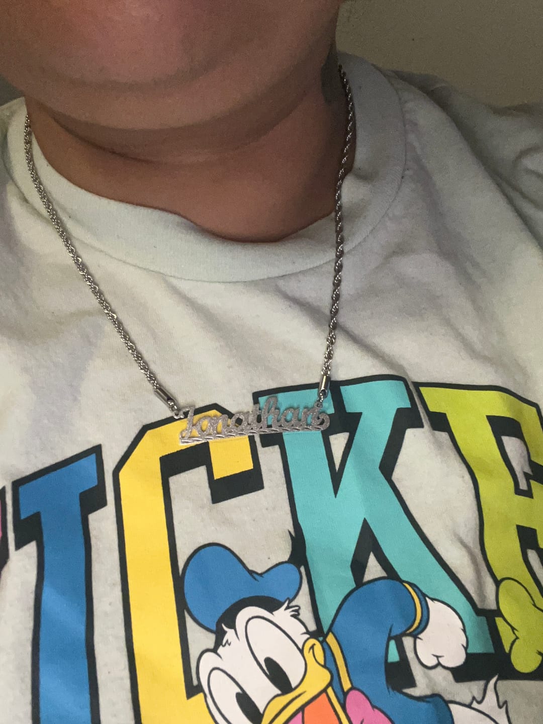 Customer photo review of Diamond Cut Underline Name Necklace