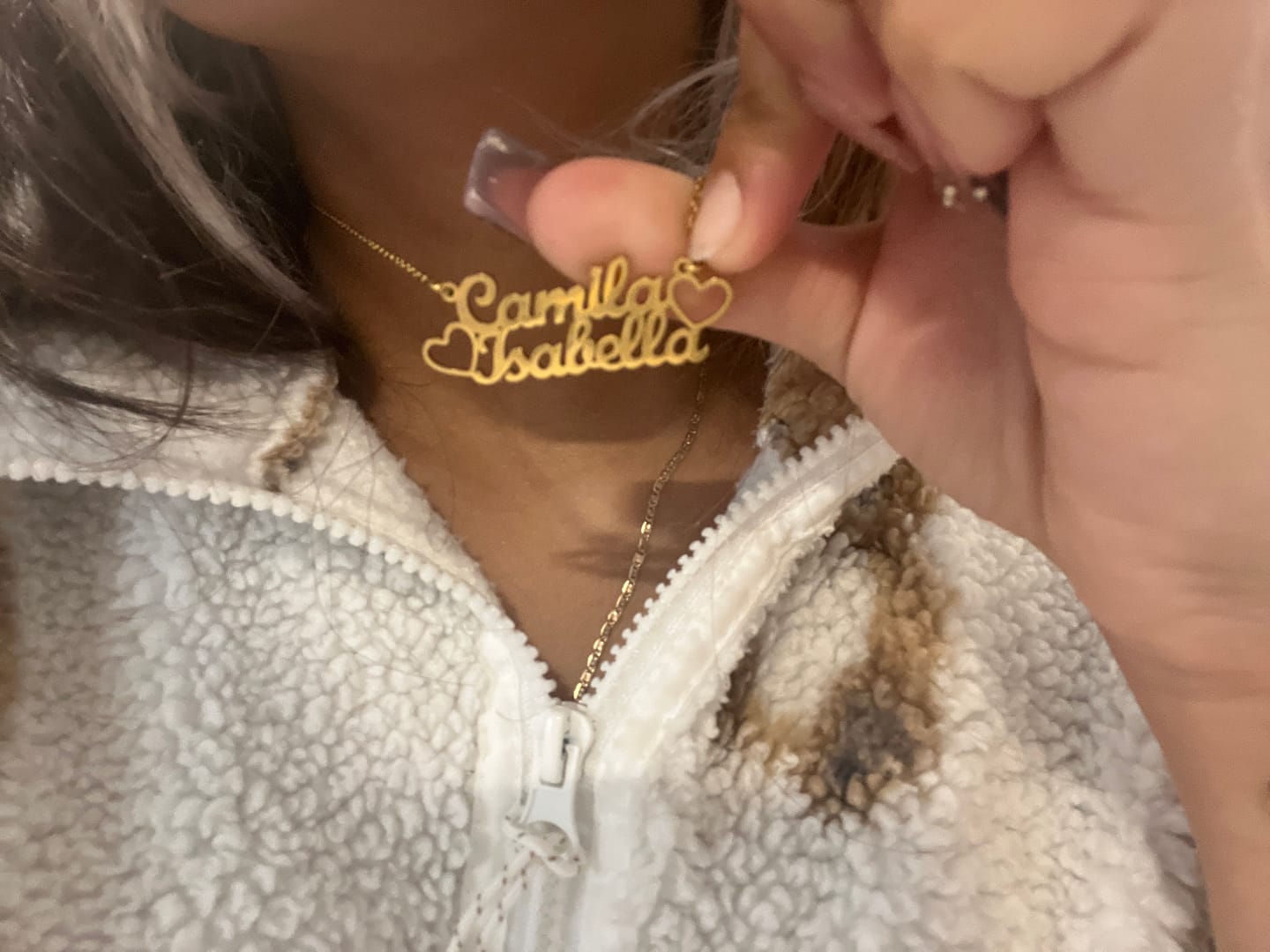 Customer photo review of Double Name Necklace