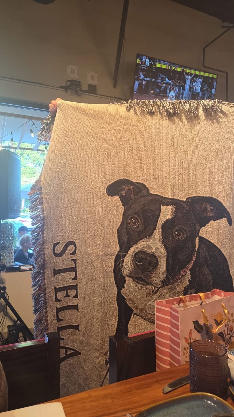 Customer photo review of Custom Heirloom Pet Throw Blanket