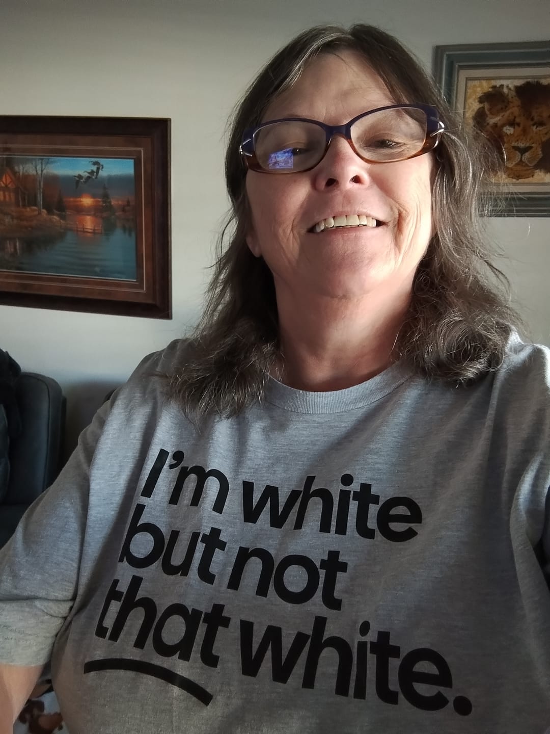 Customer photo review of I’m white but not that white Unisex Tee