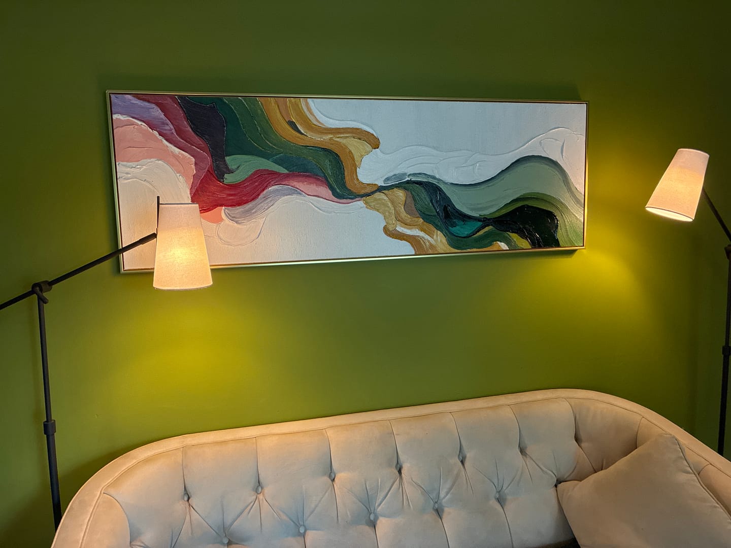 Customer photo review of Earth's Veins – Modern Sculptural Texture Abstract Painting | Wabi-Sabi Vintage Green Entryway Wall Art