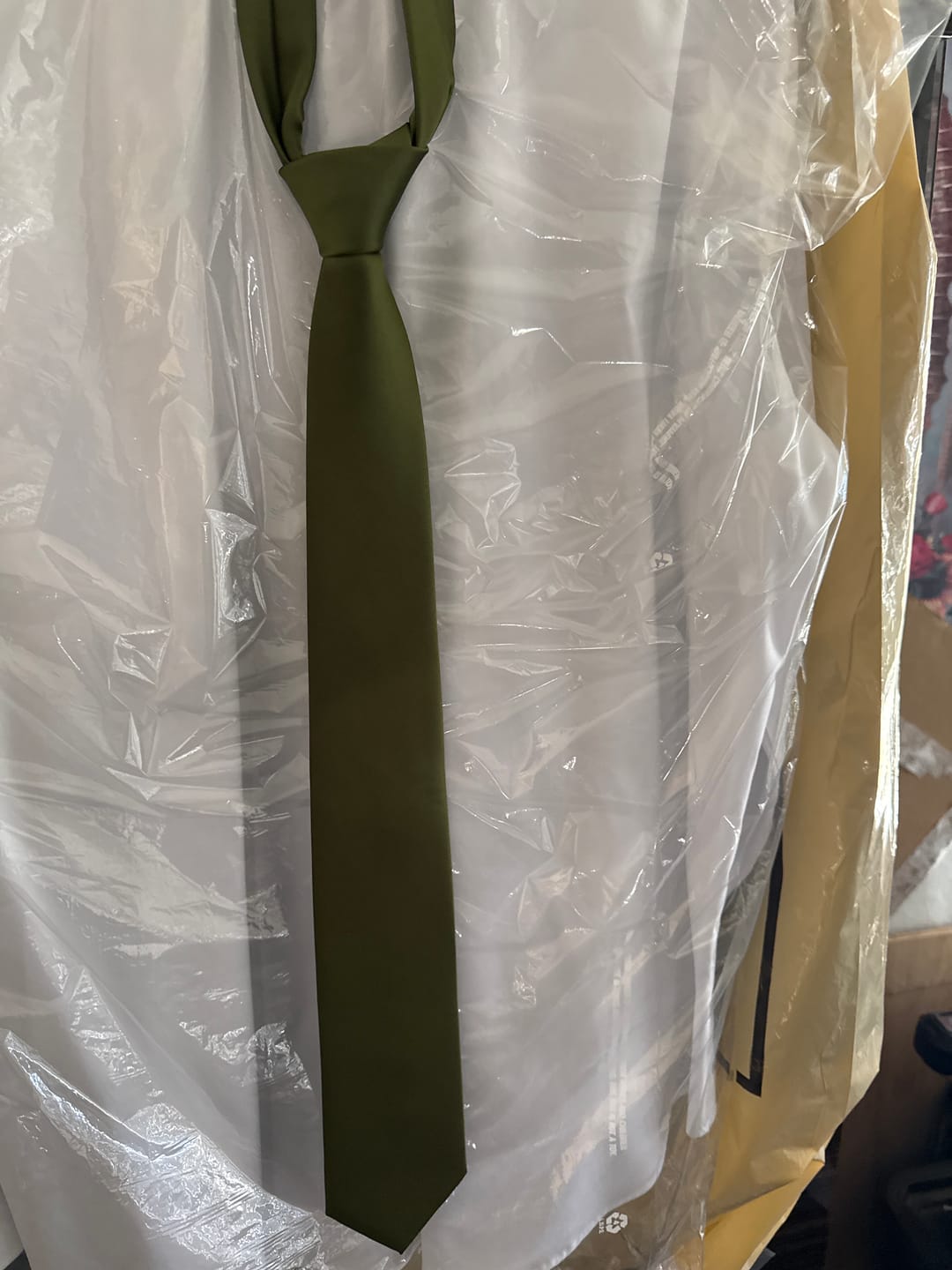 Customer photo review of Olive Necktie- Satin Olive Tie for Men