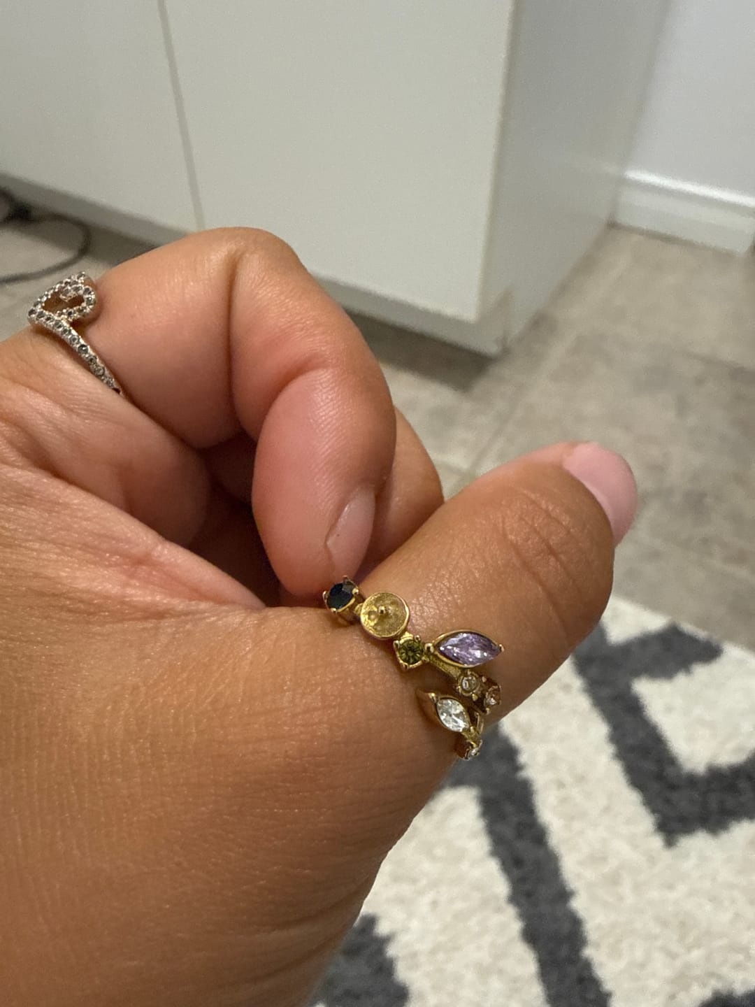 Customer photo review of Crystal White Blossom Ring Gold