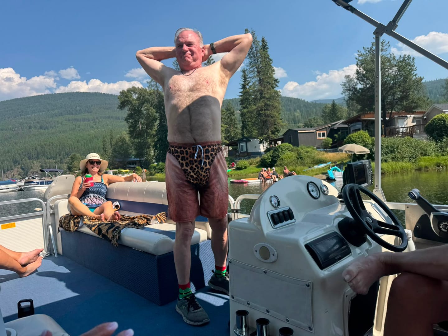 Customer photo review of The "Cheeky Commando" Novelty Prank Swim Trunks – Guaranteed to Cause Double-Takes!