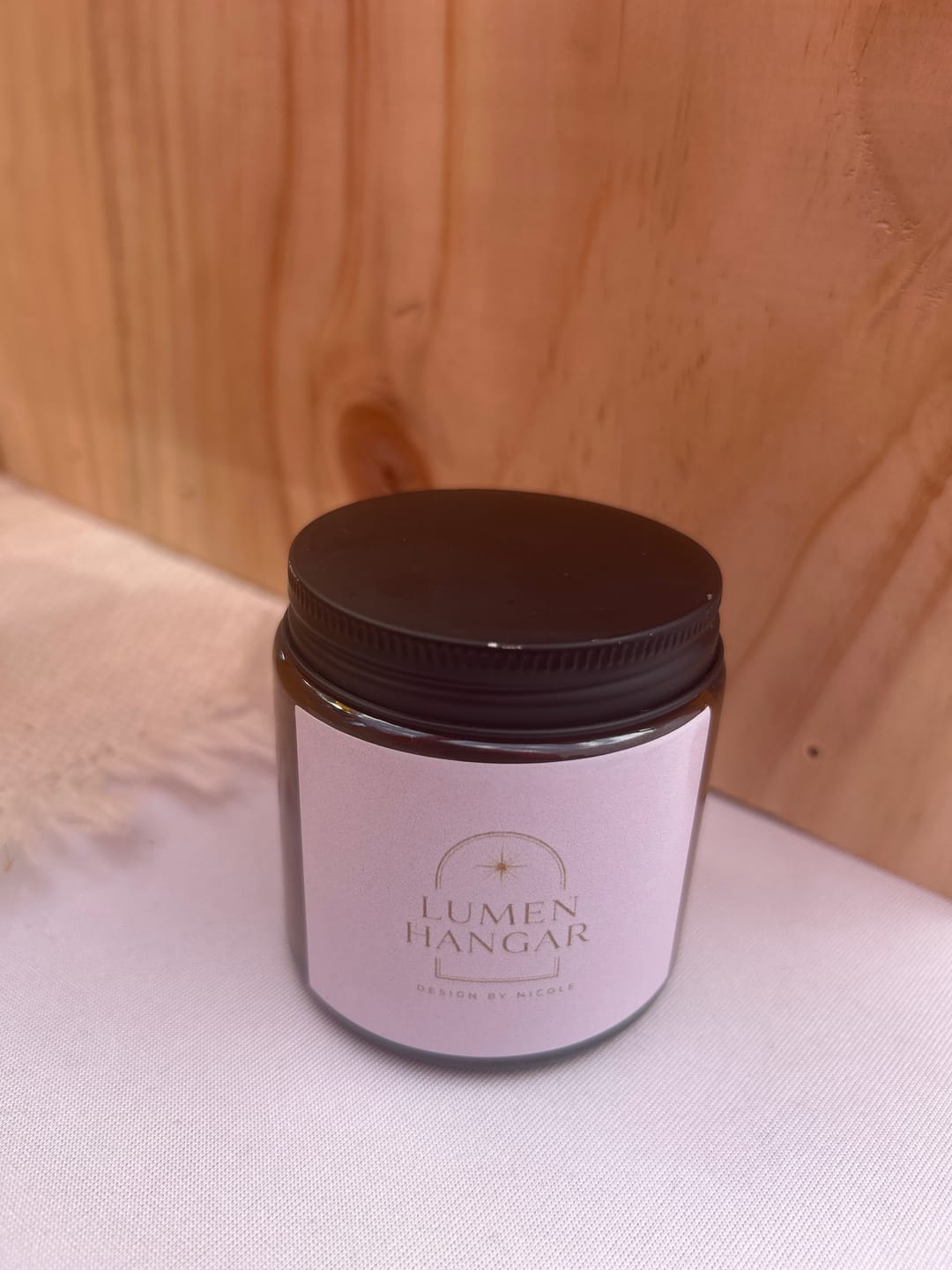 Customer photo review of Pote frasco velas vidrio ámbar 100 ml tapa negra mate