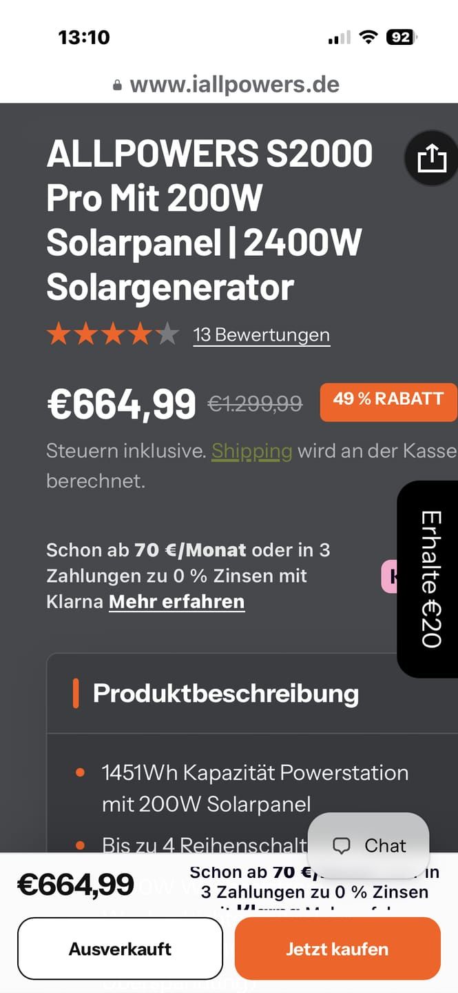 Customer photo review of ALLPOWERS S2000 Pro Tragbares Powerstation | 2400W 1451Wh