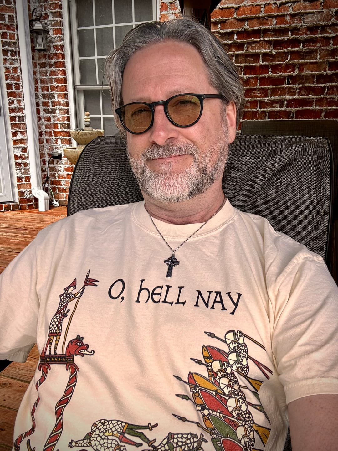 Customer photo review of Hell Nay Bayeux Tapestry Meme Premium Tee