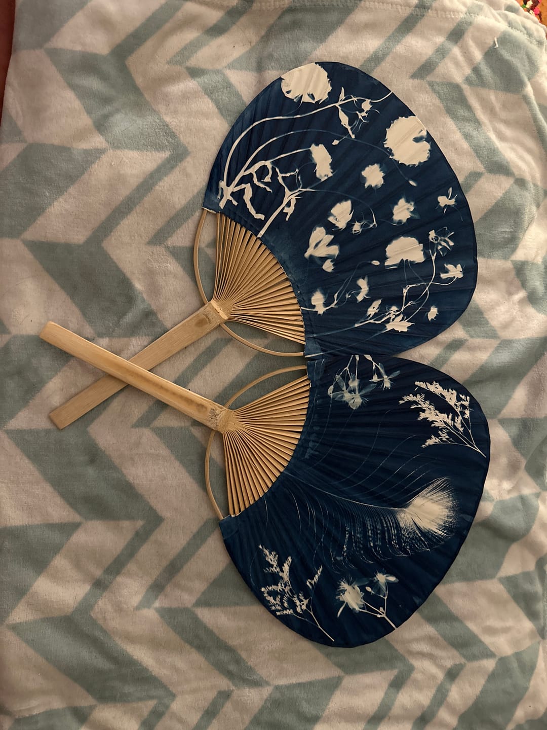 Customer photo review of 9" Beige / Ivory Paddle Paper Hand Fans for Weddings (10 Pack)
