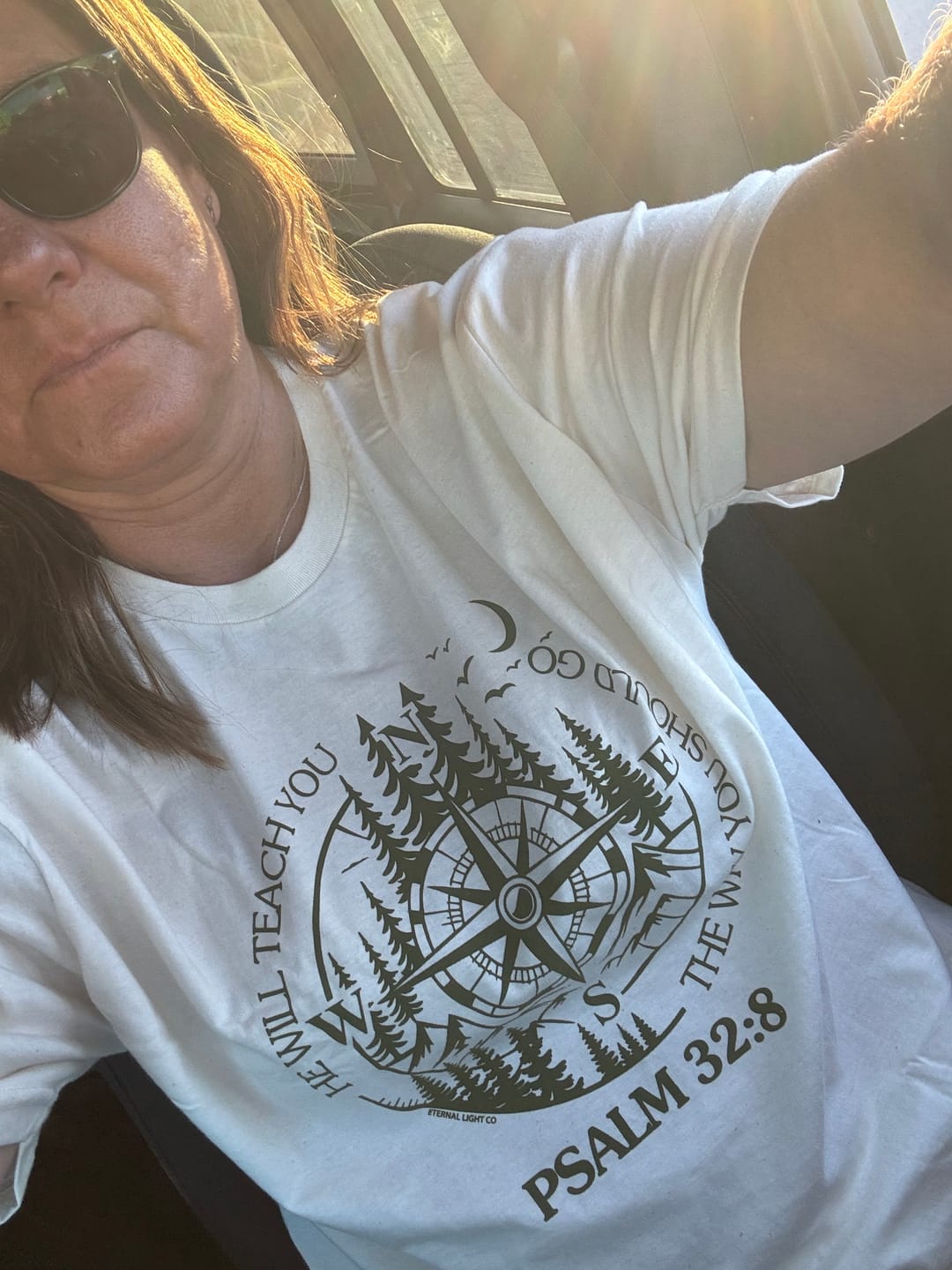 Customer photo review of God Guides Compass Tee