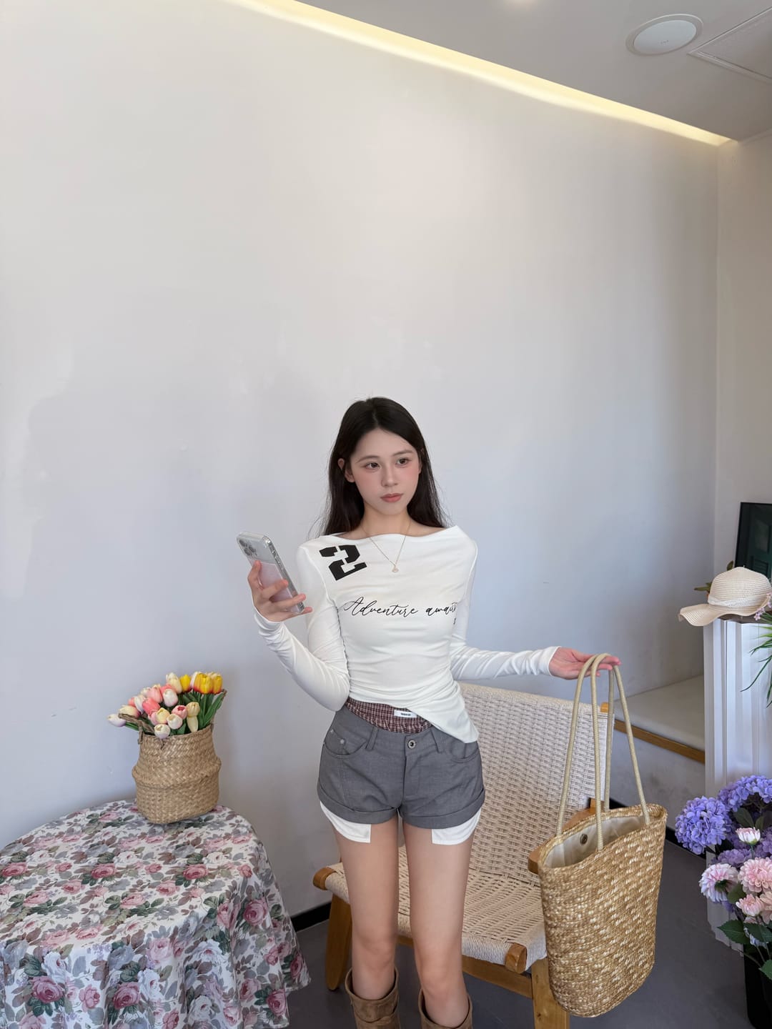 Customer photo review of WARDEN EDGE Script Graphic Long Sleeve Top