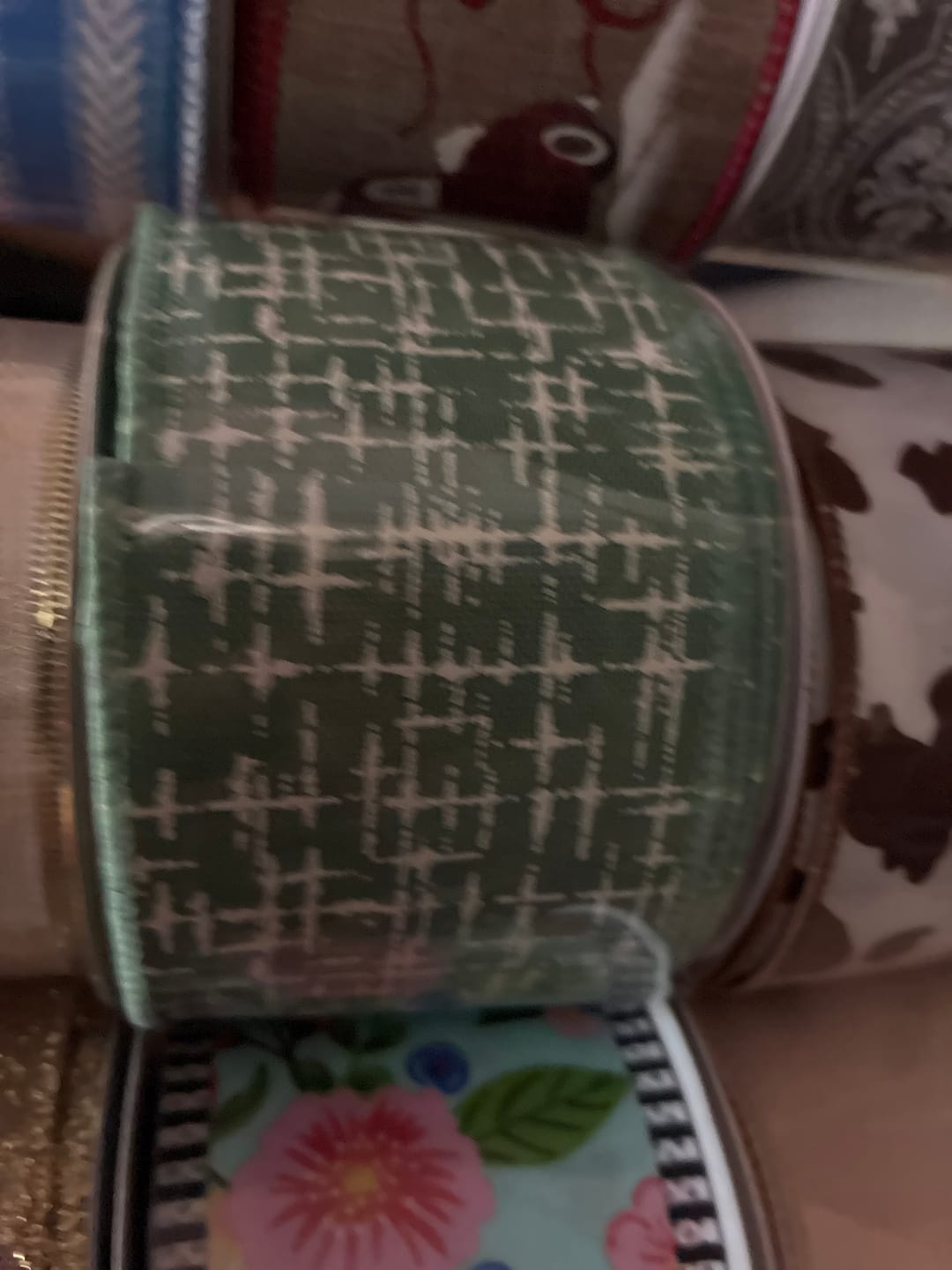 Customer photo review of 2.5"X10Yd Knit Look Texture Sage/Ivory RGF168731