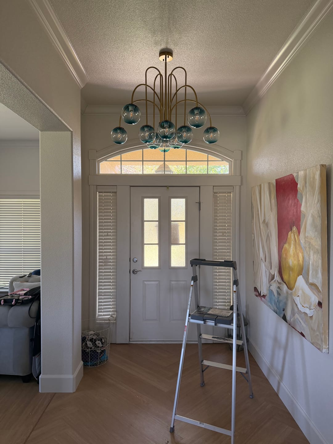 Customer photo review of Glam 10-Light Blue Glass Globe Bubble Chandelier