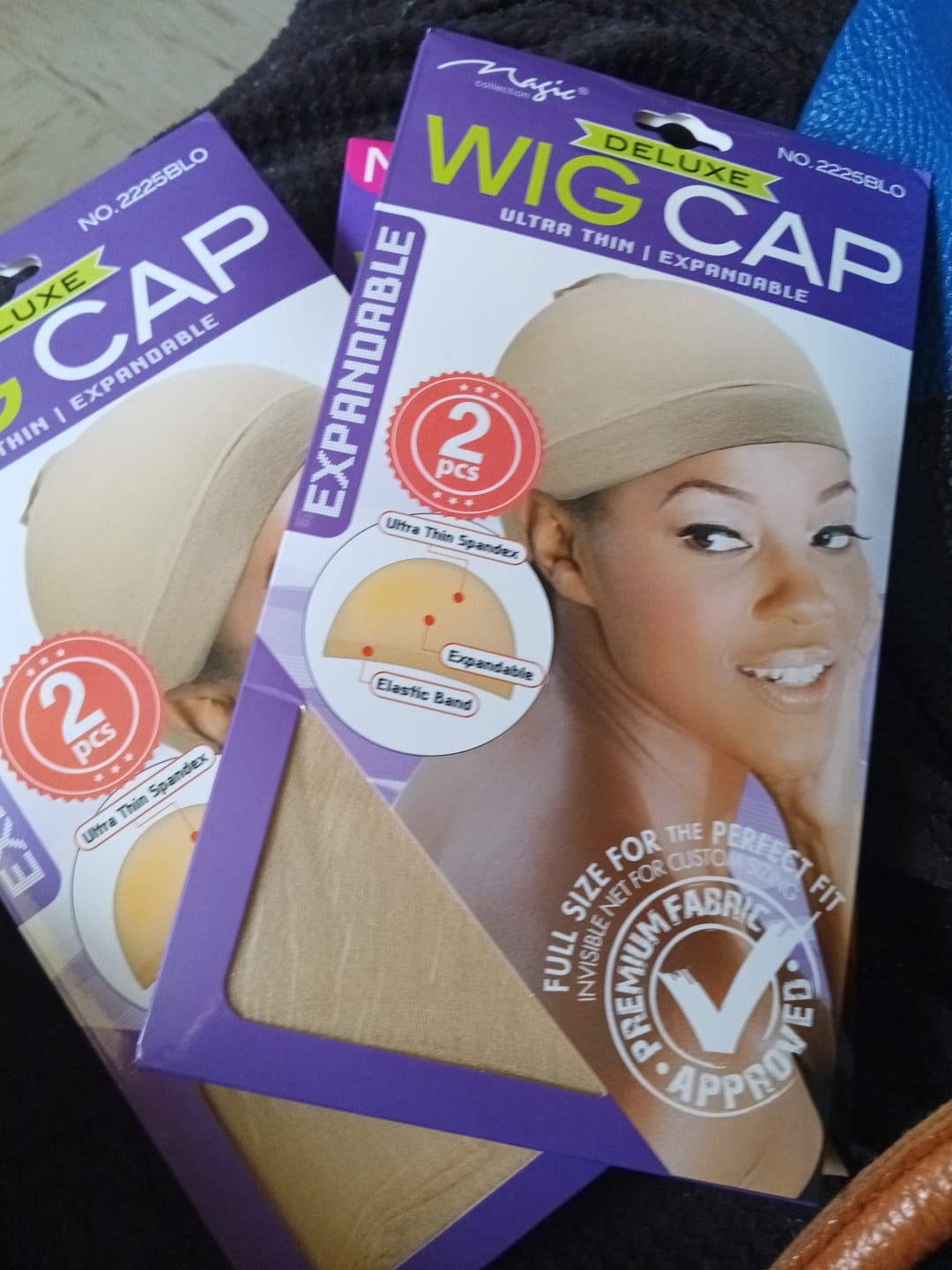 Customer photo review of Magic Collection Deluxe Stocking Wig Cap Expandable 2 PCS - BROWN