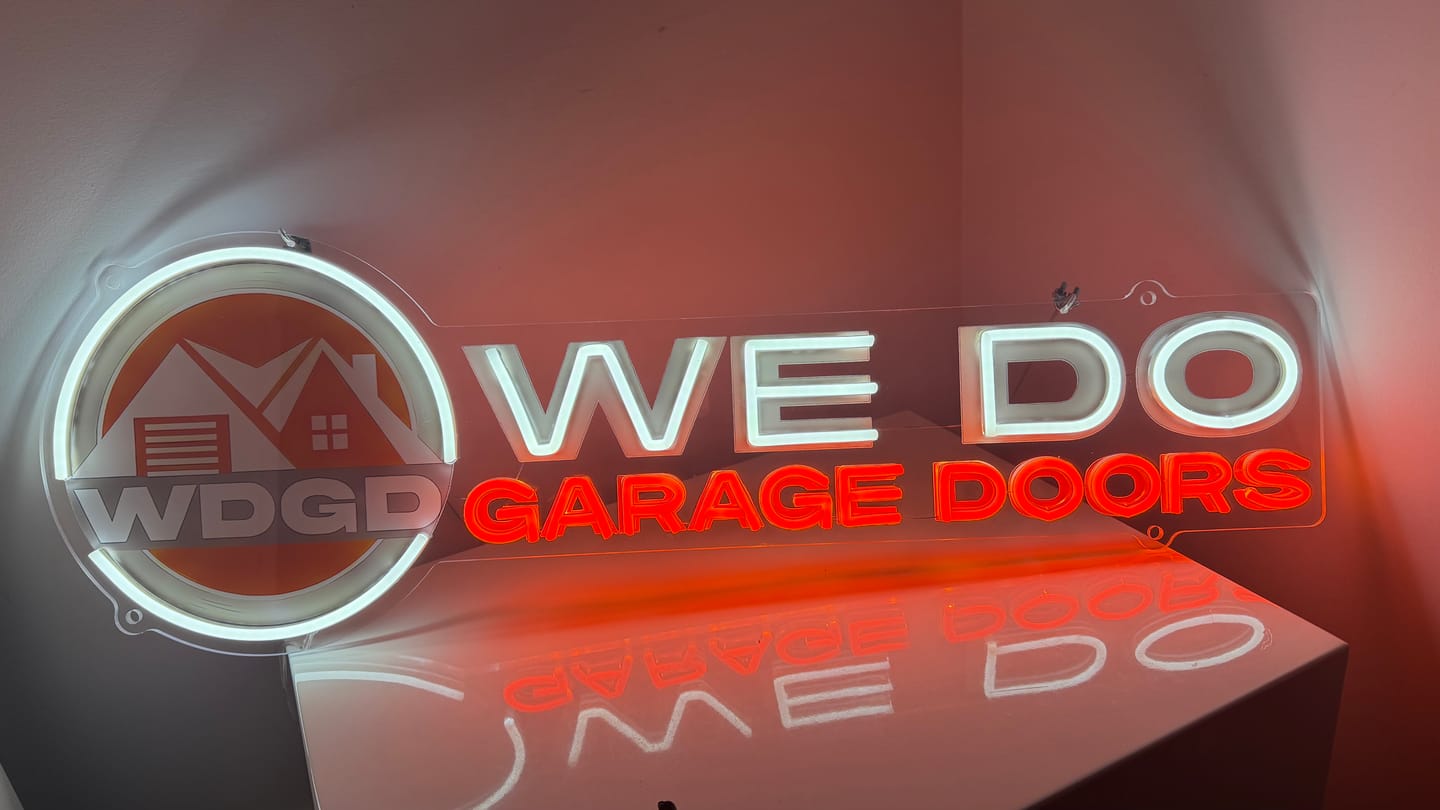 Customer photo review of WE DO GARAGE DOORS | LED Neon Sign