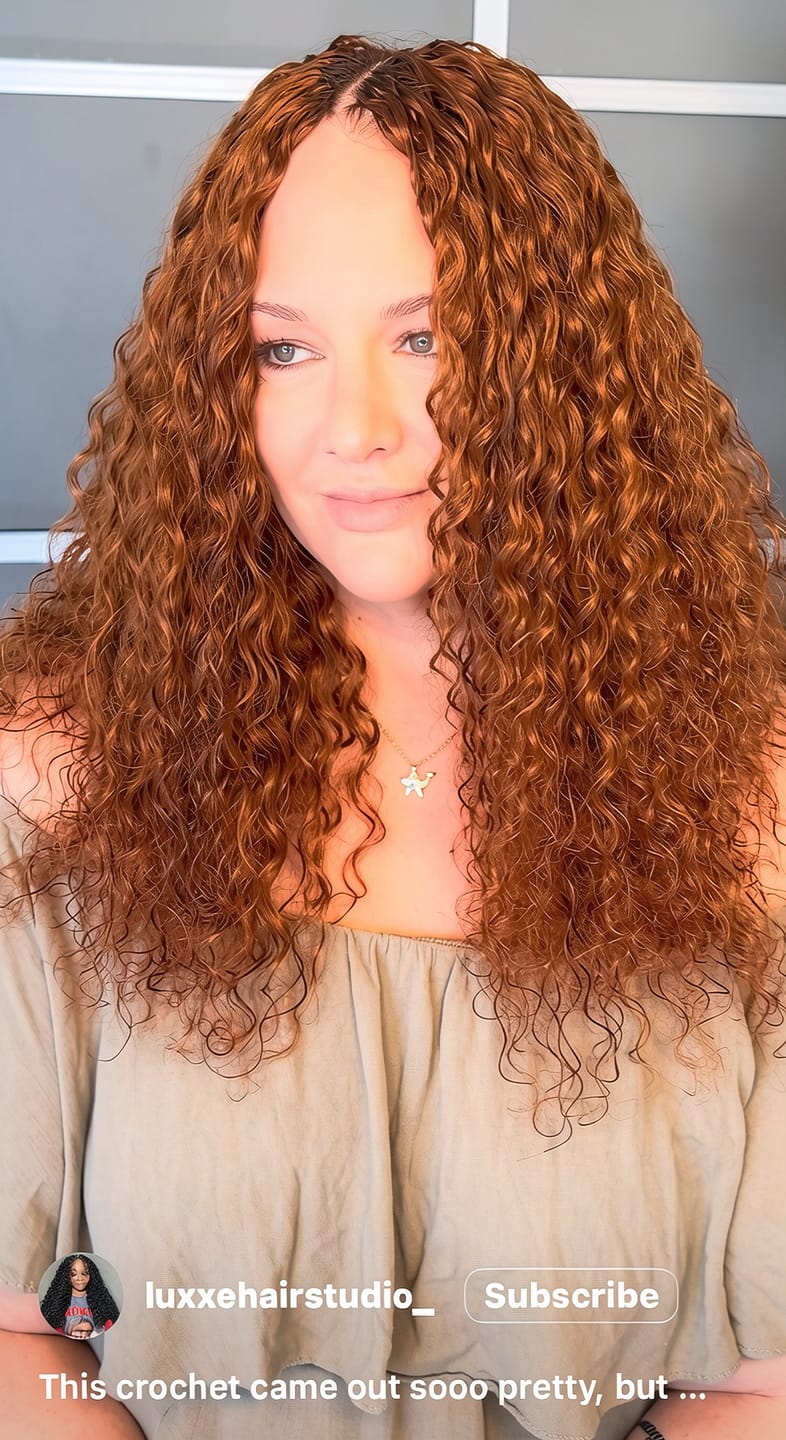 Customer photo review of Copper Color Deep Wave Human Crochet Hair