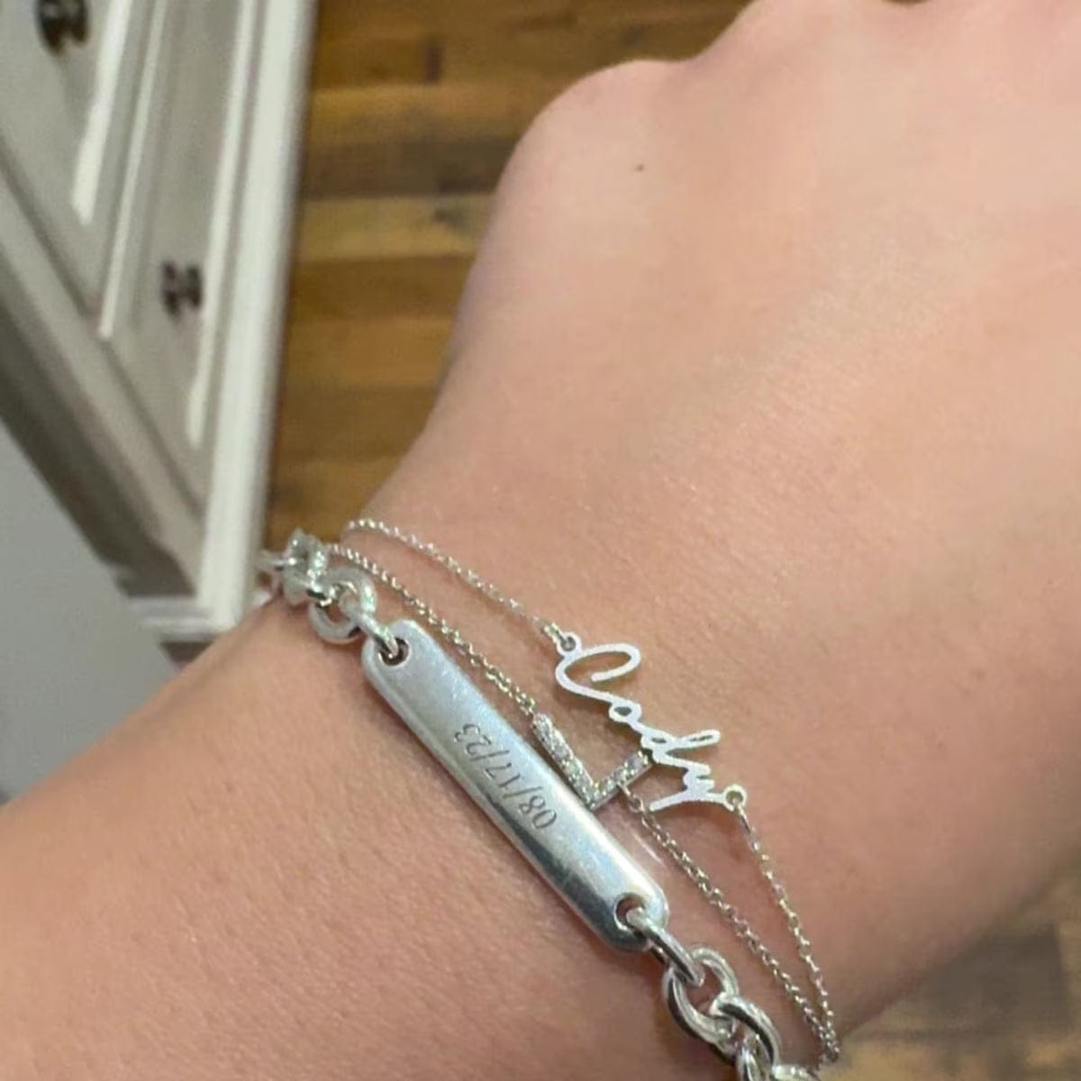 Customer photo review of Custom Tiny Script Name Bracelet