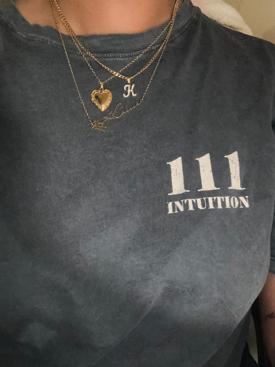 Customer photo review of Script Iced Letter Necklace