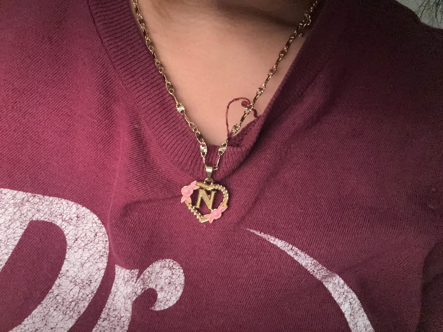 Customer photo review of Block Name Necklace w/ Cuban Chain