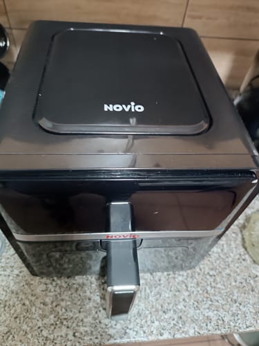 Customer's Novio StonePro air fryer sitting on a kitchen countertop.