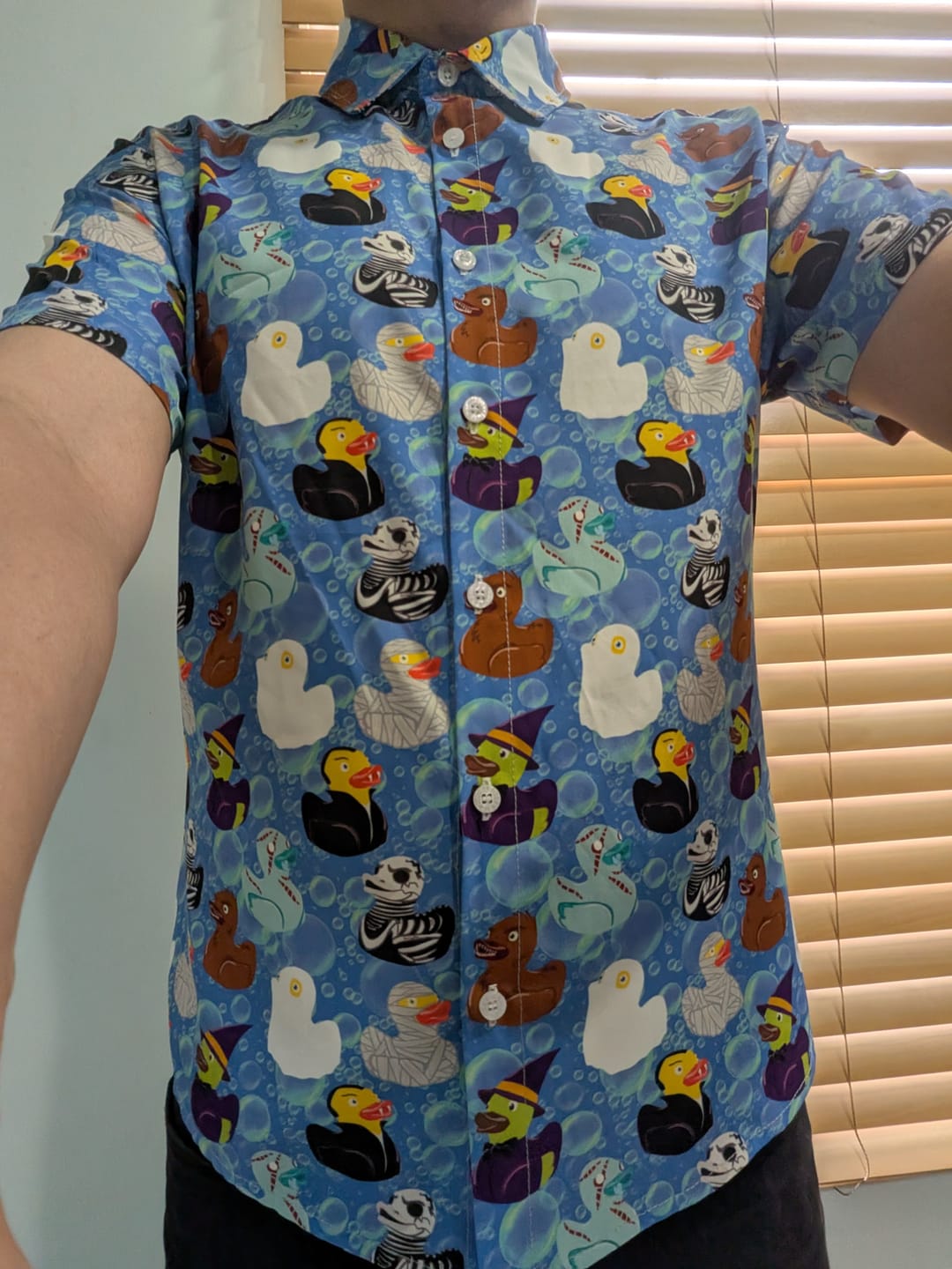 Customer photo review of Monster Rubber Duckies Button Up Shirt