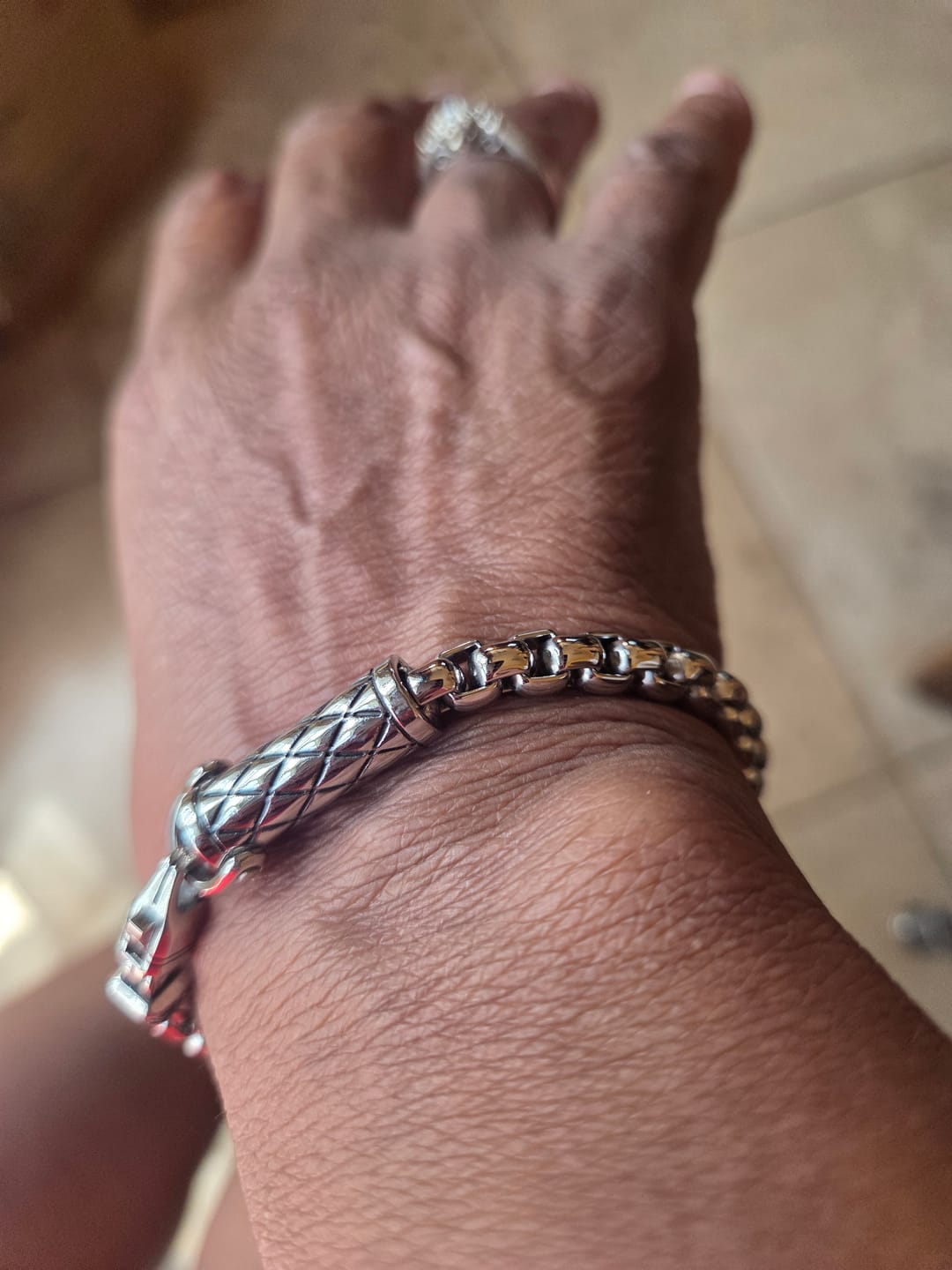 Customer photo review of Rugged Cylinder Urn Bracelet