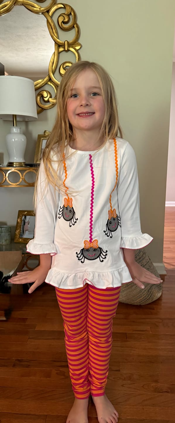 Customer photo review of Itsy Bitsy Spider Stripe Milly Legging Set