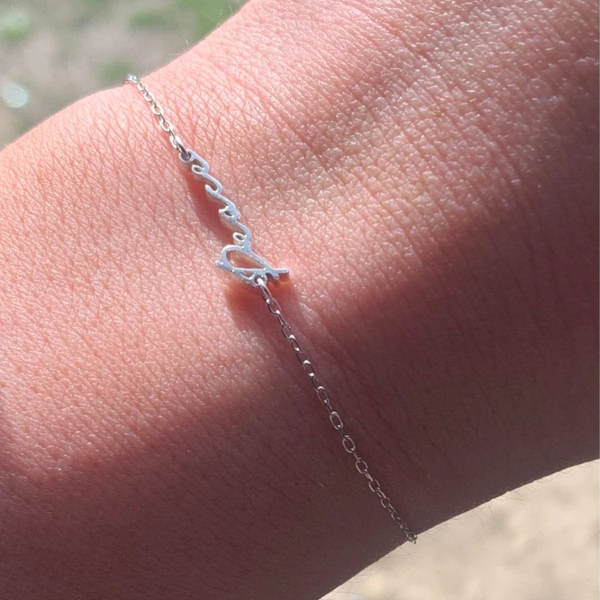 Customer photo review of Custom Tiny Script Name Bracelet