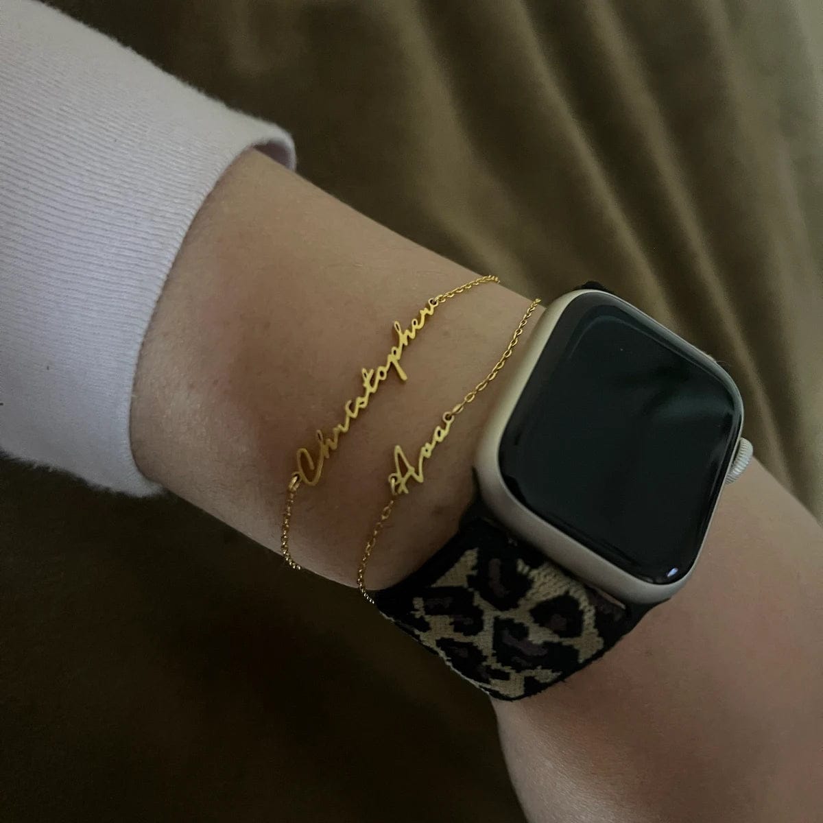 Customer photo review of Custom Tiny Script Name Bracelet