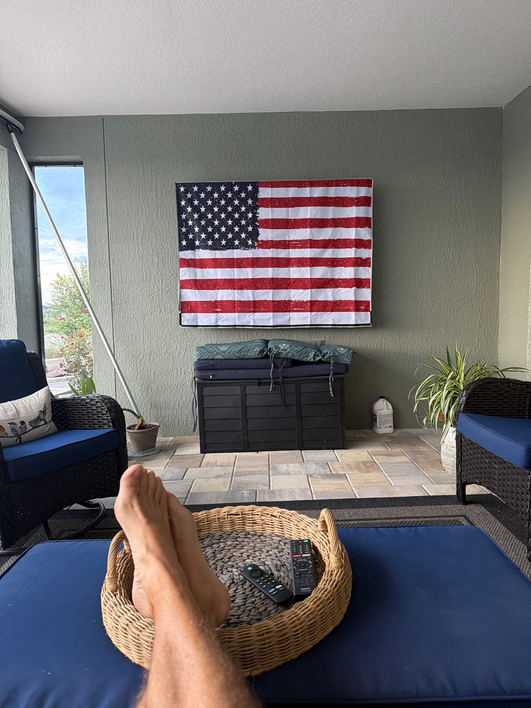 Customer photo review of Outdoor US Flag Waterproof TV Cover