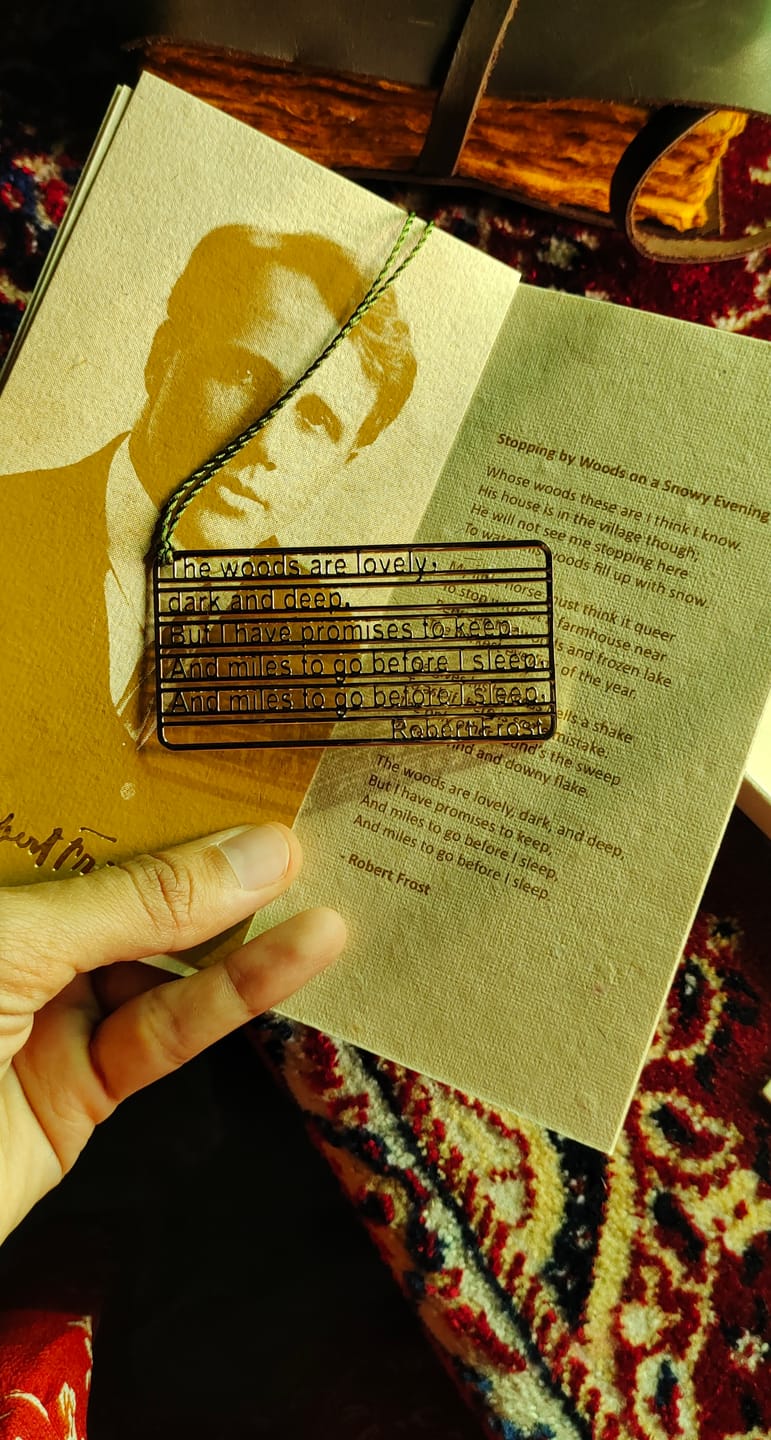 Customer photo review of Stopping by Woods - Brass Bookmark - Poem Collection